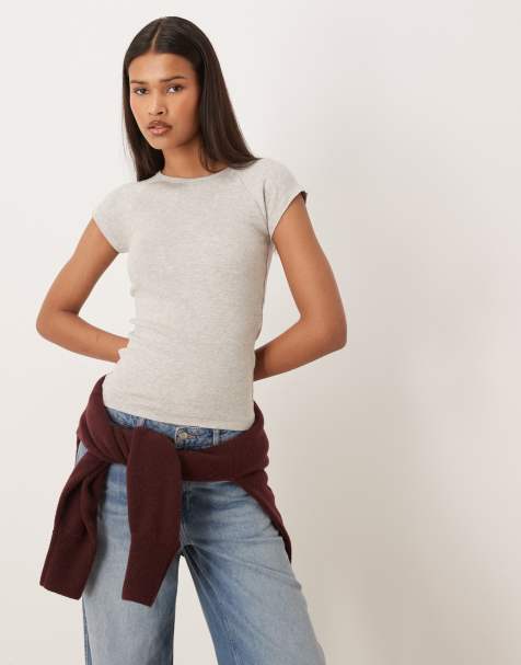 JJXX raglan fitted t-shirt in gray - view 1