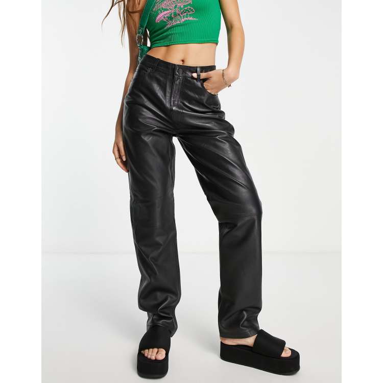 Women's Leather (Genuine) Straight-Leg Pants