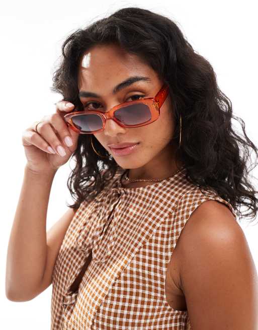 JJXX rectangle sunglasses in orange, 3 of 3