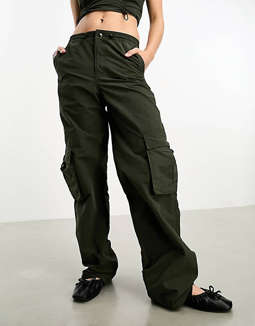JJXX relaxed fit cargo trousers co-ord in dark khaki