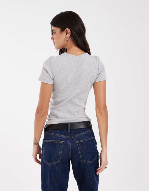 JJXX ribbad t-shirt i ljusgrått, 4 av 4