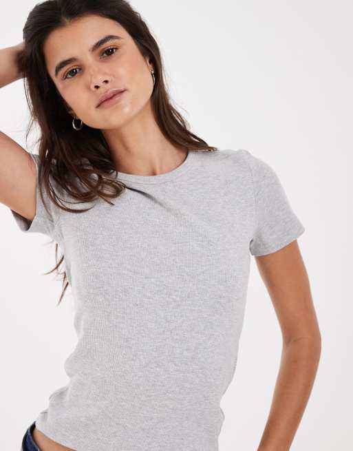 JJXX ribbed t-shirt in light grey, 3 of 4
