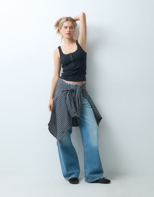 JJXX ribstrikket henley-top i sort, 3 af 4