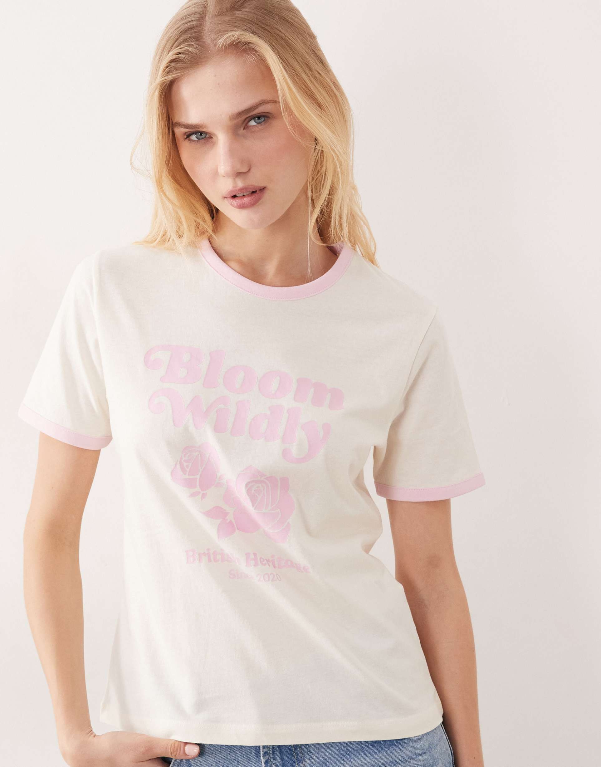 jjxx ringer tee with print in butteryellow
