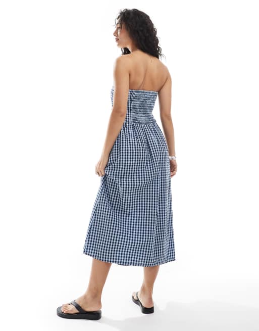 JJXX - Robe bandeau à carreaux vichy - Bleu marine, 2 de 4