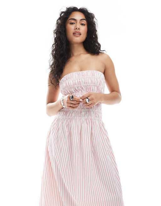 JJXX - Robe bandeau froncée à rayures - Rose, 2 de 4