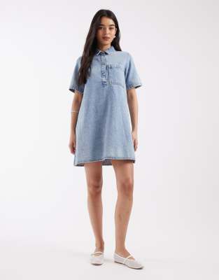 Robe courte en jean - Bleu clair 38