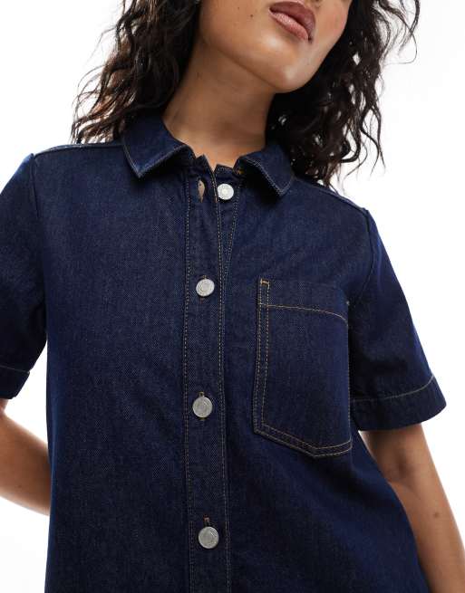 JJXX - Robe courte en jean coupe carrée - Bleu foncé, 3 de 4