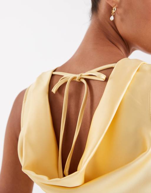JJXX - Robe courte en satin avec détail noué - Jaune beurre, 4 de 4