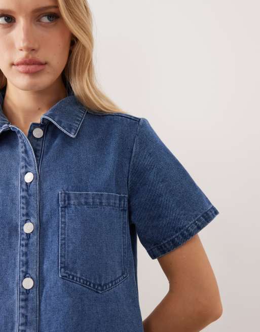 JJXX - Robe en jean coupe carrée - Bleu moyen, 2 de 4