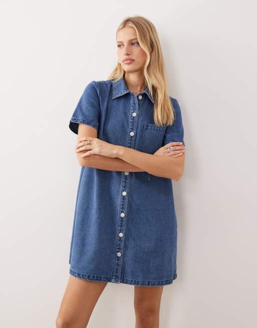 JJXX - Robe en jean coupe carrée - Bleu moyen, 4 de 4
