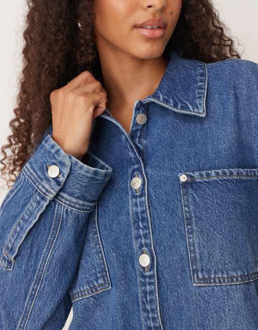 JJXX - Robe en jean oversize à manches longues - Bleu moyen délavé, 3 de 4