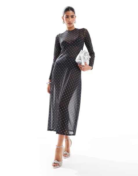 JJXX - Robe en tulle à pois avec manches longues - Noir - view 1