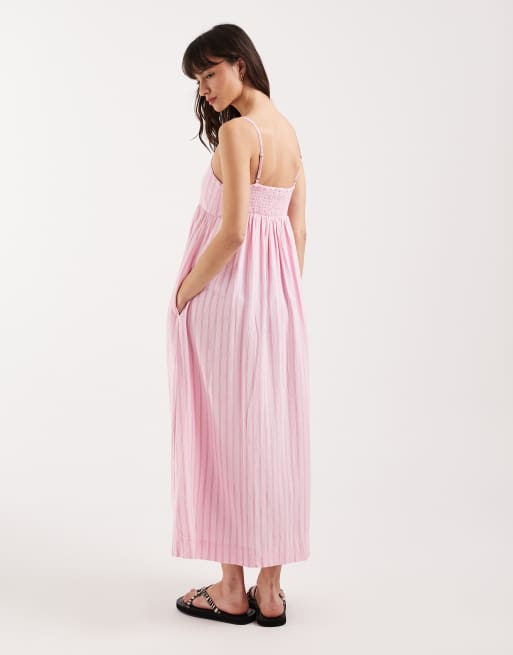 JJXX - Robe longue en lin mélangé rayé - Rose, 4 de 4