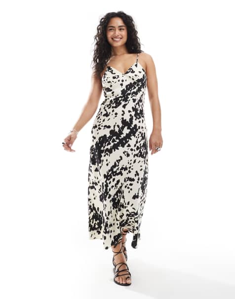 JJXX - Robe longue en satin à imprimé vache - Multicolore - view 1