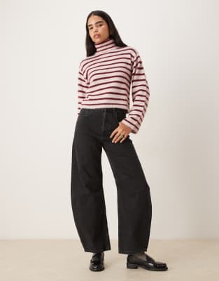 Jjxx Roll Neck Knit Sweater With Stripes In Red