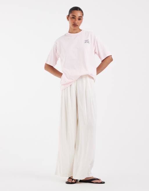 JJXX – Rosa t-shirt i oversize med blomtryck baktill, 2 av 4