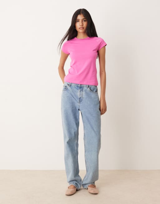 JJXX – Różowy T-shirt z lamówką, 3 z 4