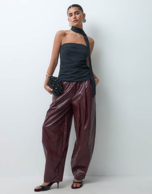 JJXX ruched bandeau top with scarf detail in black, 2 of 5