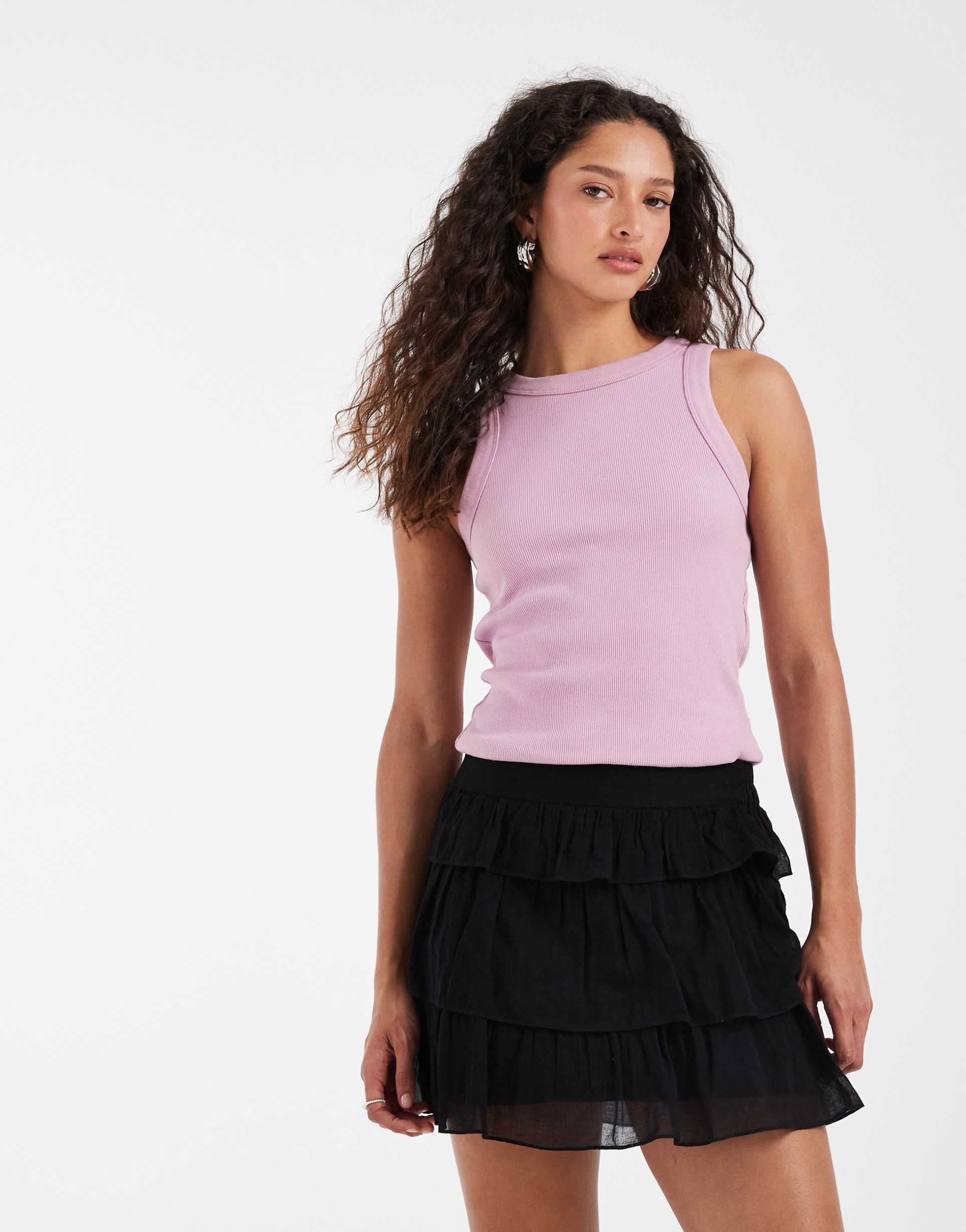 jjxx ruffled mini skirt in black