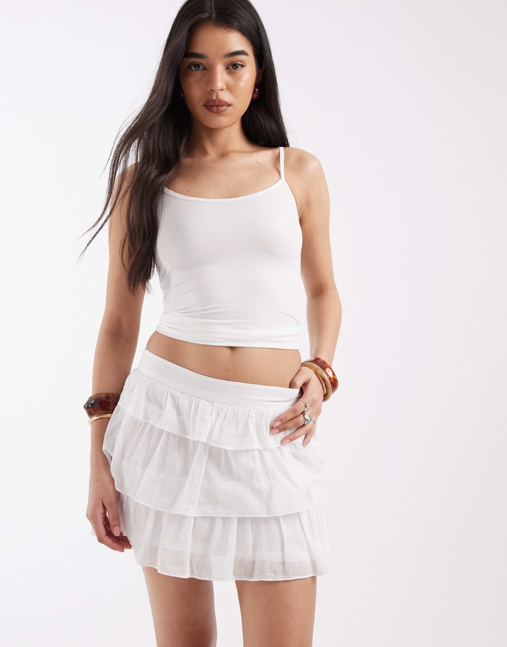jjxx ruffled mini skirt in white
