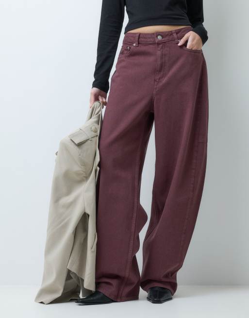 JJXX sakai baggy barrel jean in burgundy, 2 of 5