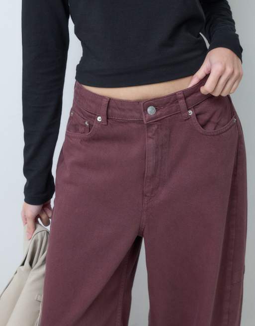 JJXX sakai baggy barrel jean in burgundy, 3 of 5
