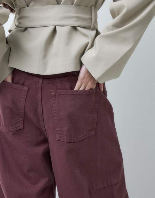JJXX sakai baggy barrel jean in burgundy, 5 of 5
