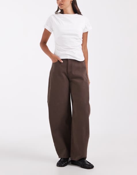 JJXX Sakai baggy barrell jeans in brown - view 1