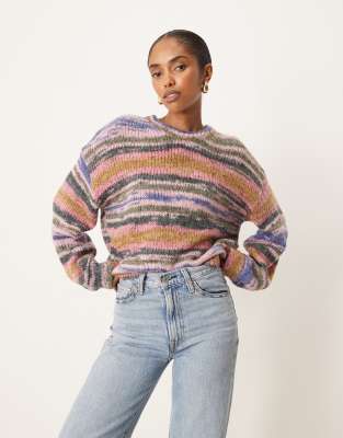 JJXX JJXX sapcedye knitted jumper in light pink multi-Red
