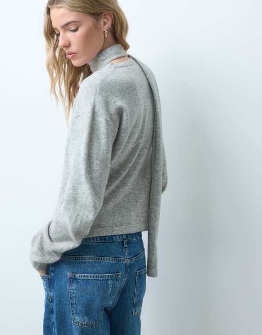 JJXX scarf cardigan in light grey, 2 of 4