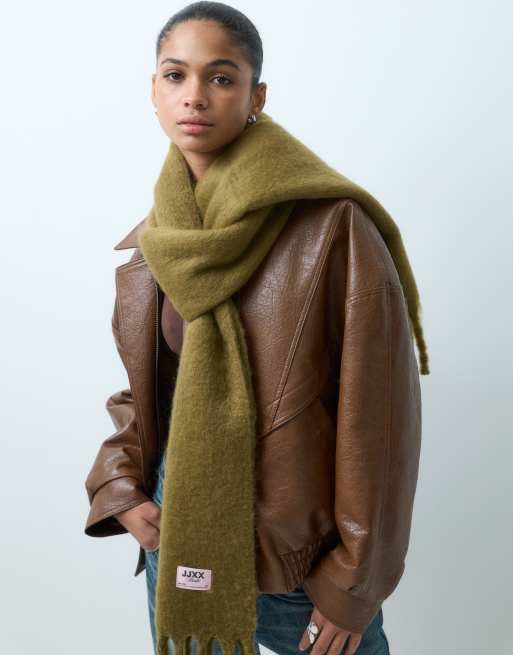 JJXX sciarpa con nappine verde avocado, 3 di 3