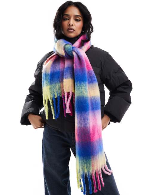 JJXX - Sciarpa oversize soffice a quadri multicolore, 3 di 4