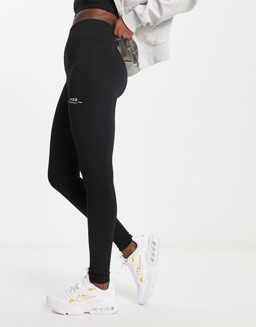 JJXX seamless high waisted black logo leggings in black