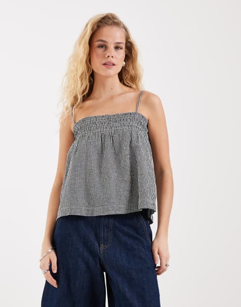 JJXX - Seersucker broek met gingham ruit in zwart en wit - view 1