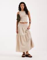 JJXX seersucker gingham skirt in beige - part of a set | ASOS
