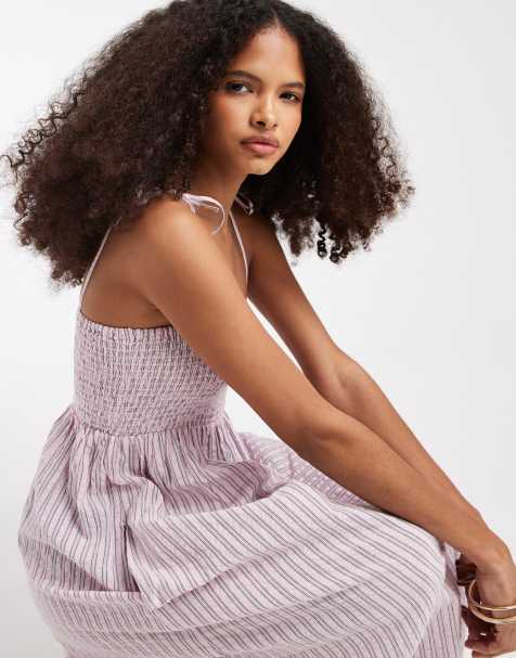 JJXX seersucker stripe maxi dress in pink - view 1