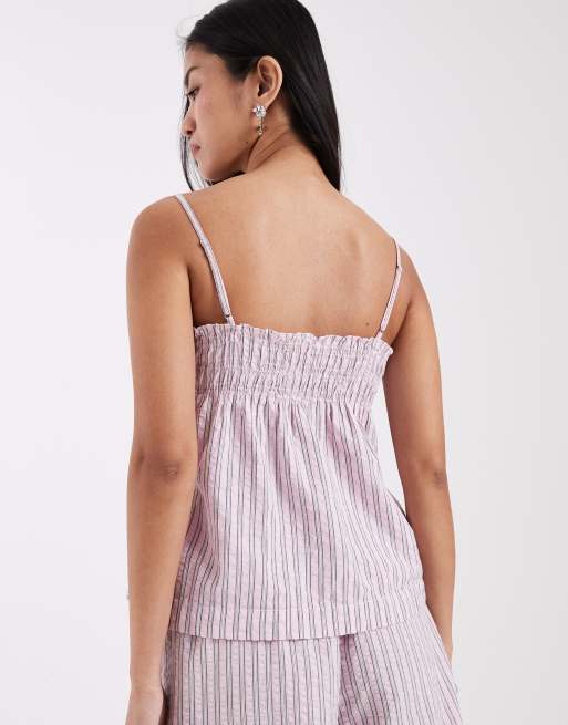 JJXX seersucker stripe top in pink, 4 of 4