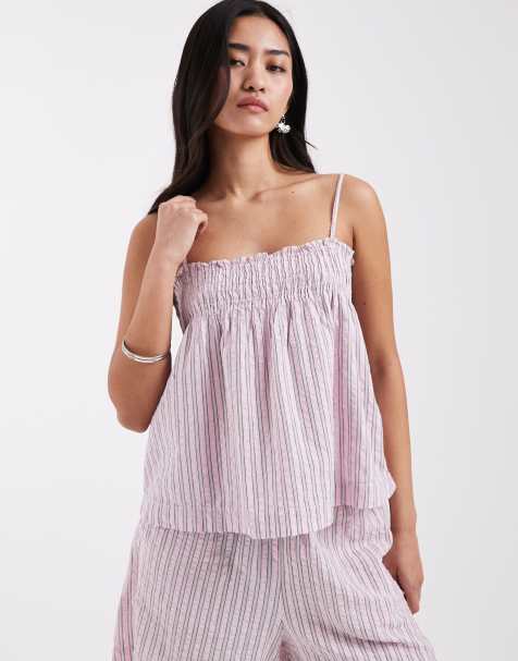 JJXX seersucker striped top in pink - view 1