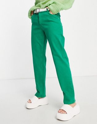 JJXX Seoul mid waist straight leg jeans in bright green - ASOS Price Checker