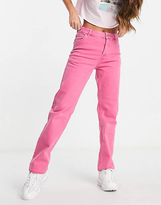 JJXX - Seoul - Jeans met halfhoge taille en rechte pijpen in felroze
