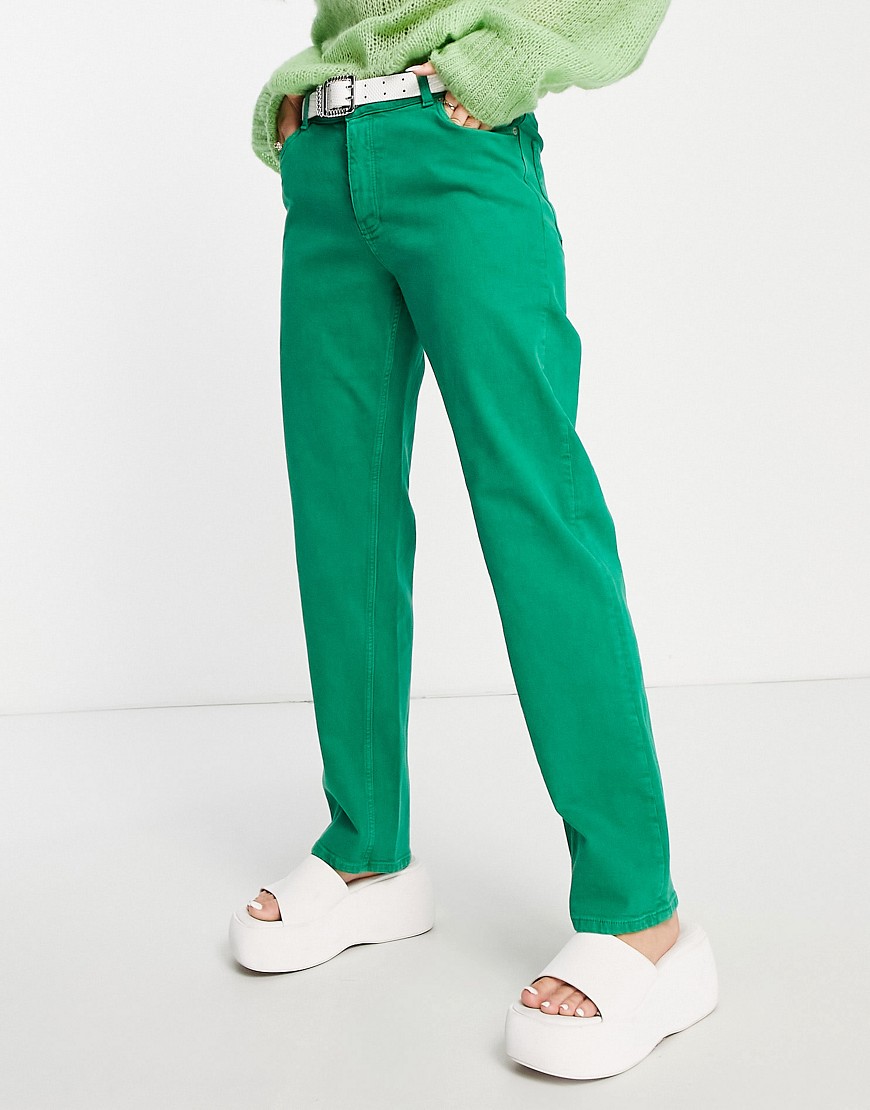 JJXX Seoul mid waist straight leg jeans in bright green