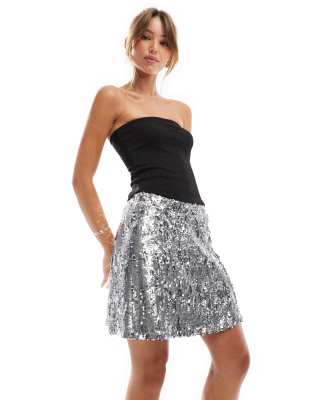 Sequin skirt in silver