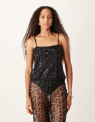 Jjxx Sequin Top In Black