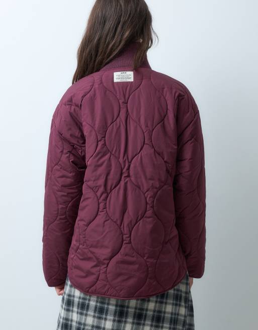 JJXX Serena chaqueta acolchada de cuello alto en burdeos oscuro, 4 de 5