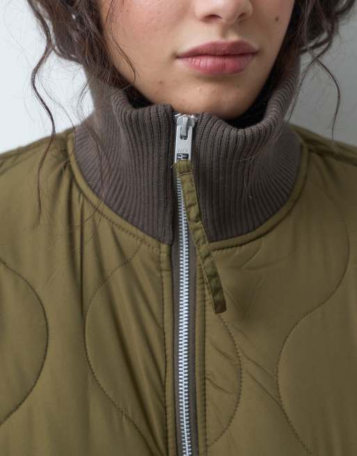 JJXX Serena high neck quilted jacket in dark olive, 2 of 4