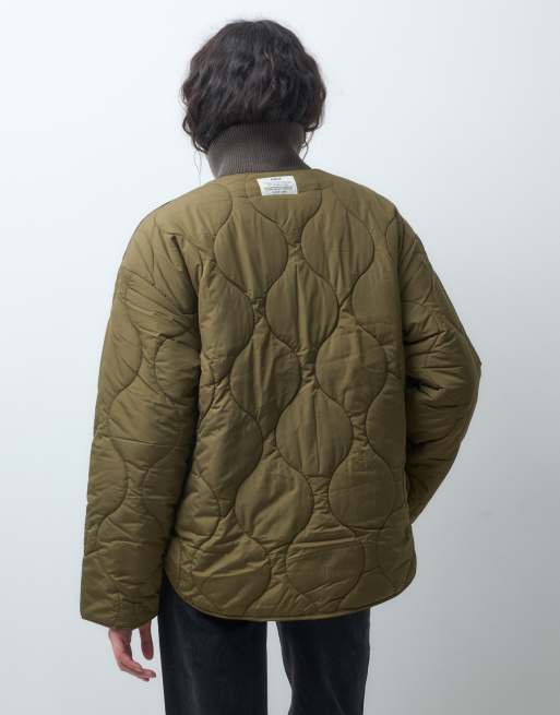 JJXX Serena high neck quilted jacket in dark olive, 4 of 4
