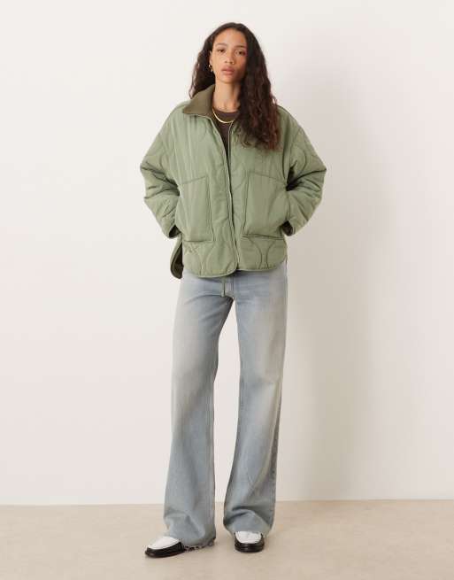 JJXX – Serena – Hochgeschlossene Steppjacke in Grün, 2 von 4