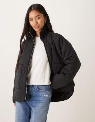 JJXX - Serena - Hochgeschlossene Steppjacke in Schwarz