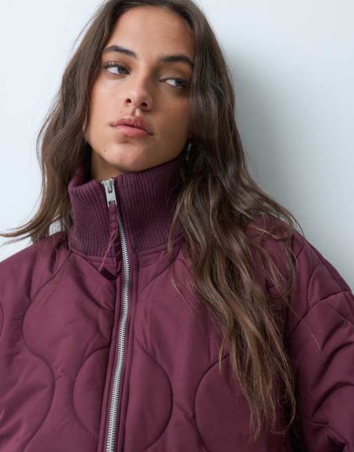 JJXX Serena Steppjacke mit Stehkragen in dunklem Burgunderrot, 3 von 5